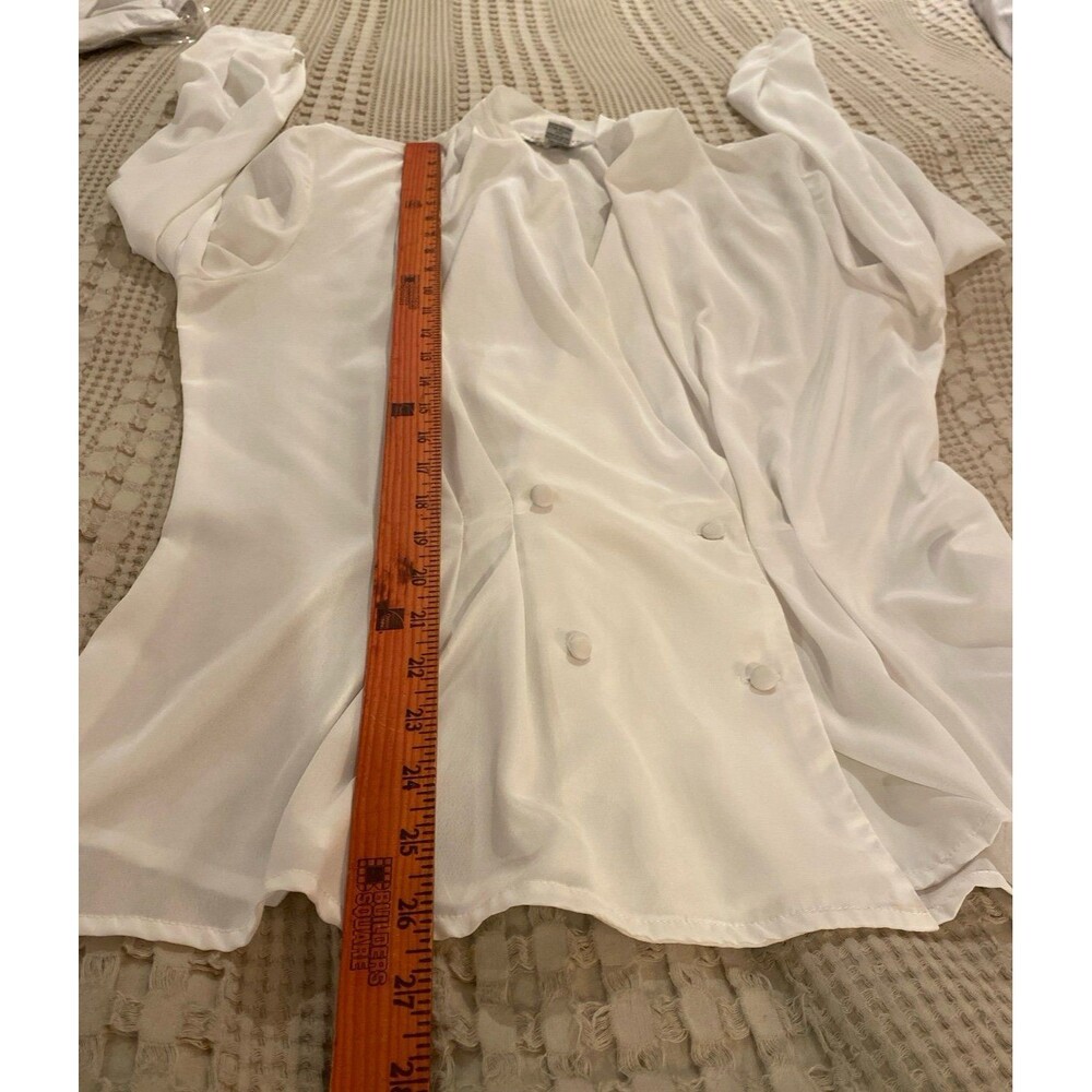 Kelly Scott Fitted Blouse Size 12 White Top Covered Buttons Dressy‎ Silky Feel - Picture 8 of 10